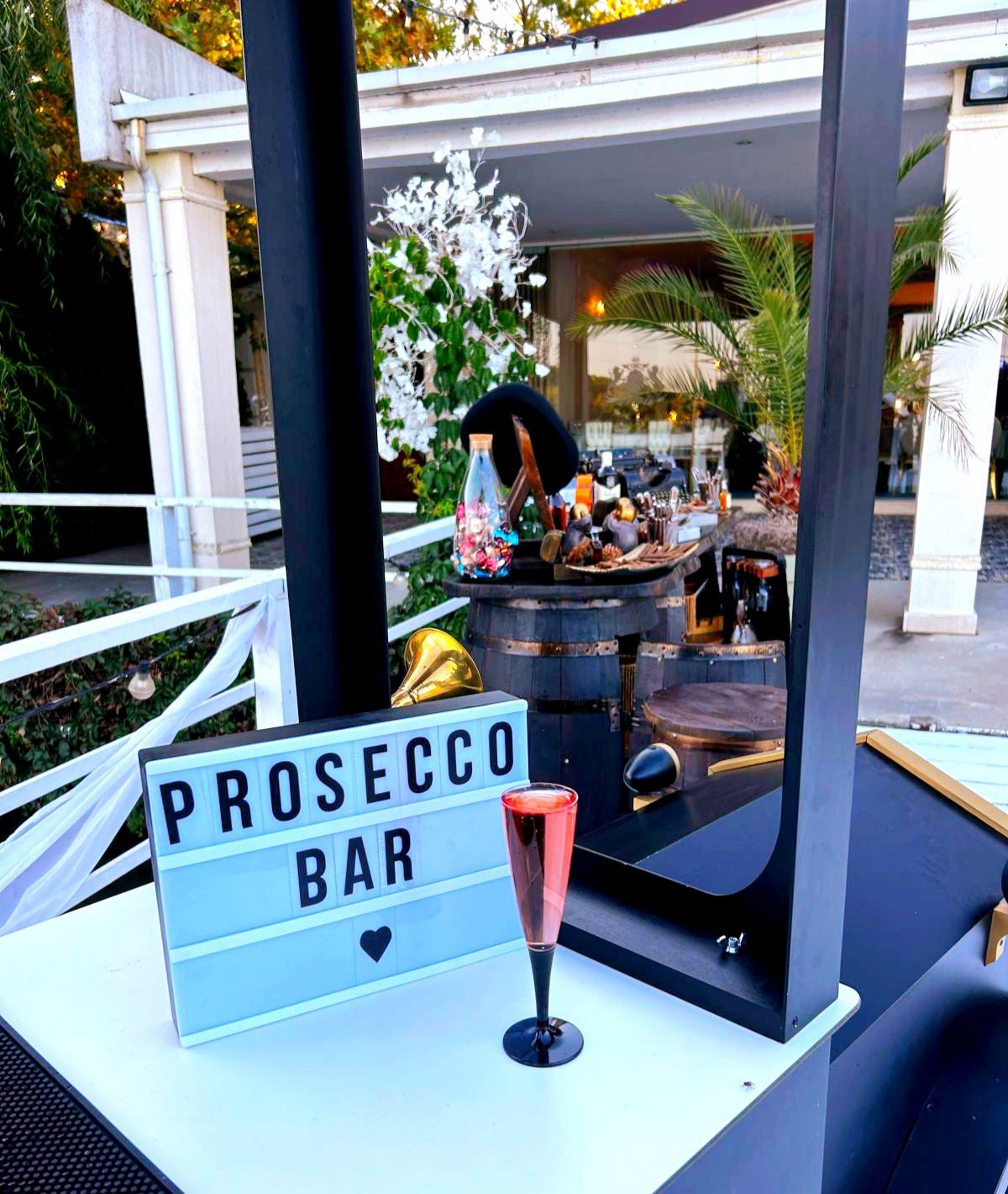 Semn luminos Prosecco Bar si pahar de spumant